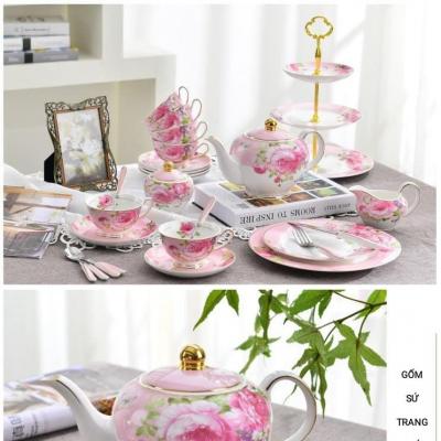 BỘ TÁCH TRÀ HOA HỒNG CAO CẤP